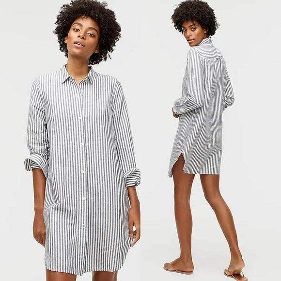 J. Crew Classic-fit beach shirt in striped linen-cotton blend XXS NWT $98 - Picture 2 of 11